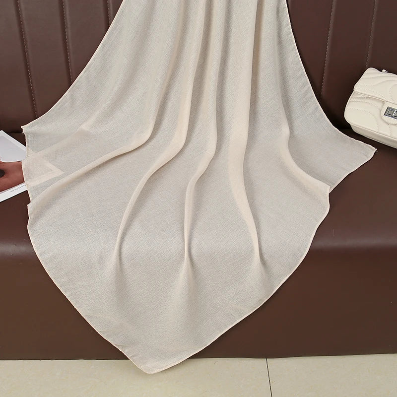 90*90cm Thin Soft Square Scarves for Women Simplicity Solid Color Cotton Linen Headscarf Muslim Female's Hijabs Bag Accessories Beauty World Shop