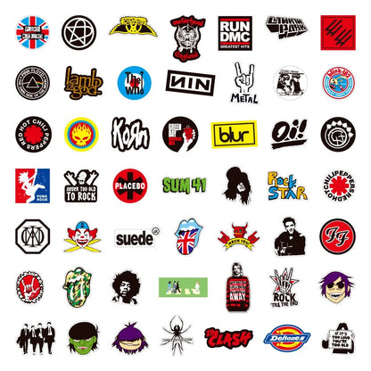 100 Rock And Roll Music Band Stickers Punk Graffiti Stickers For Laptop Guitar Helmet Luggage Decal Golden Memory Stickers Store Beauty World Shop