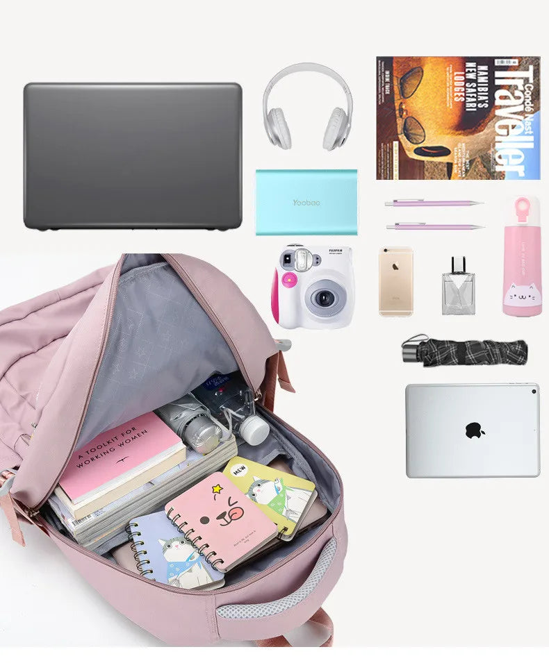 Girl School Bag Backpack Back Pack For Teenager Women Children Female Pink Schoolbag Primary High Bagpack Class Teens Child Kids Beauty World Shop