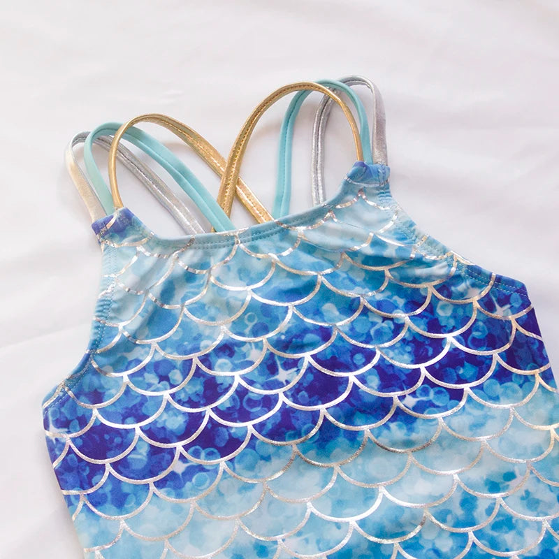 Fishscale Bandage Girls Kids Swimsuit 2026 Shell Shape Embroidery Children Girls One Piece Swimwear Beach Wear Monokini Beauty World Shop