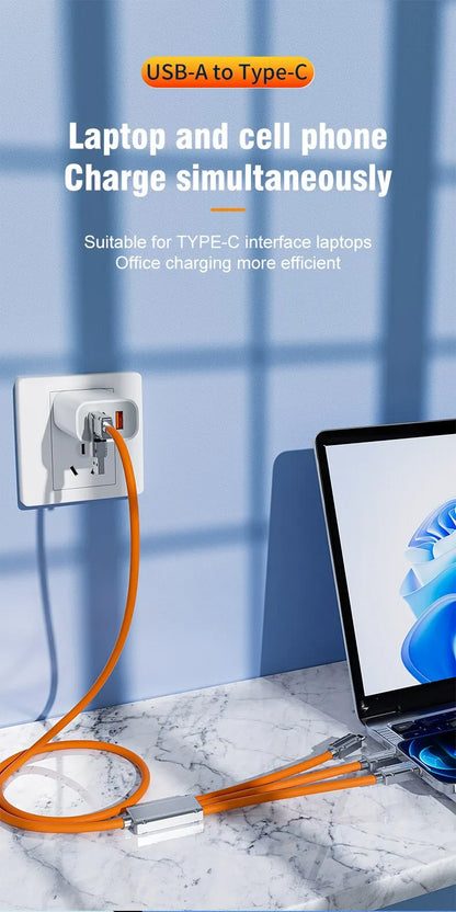 3 In 2 Type-C Mobile Phone Usb Fast Charging 66w Data Cable Suitable For iPhone Huawei OPPO Xiaomi Samsung Redmi Charging Cable Beauty World Shop
