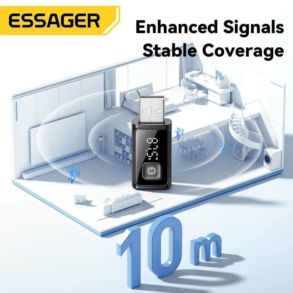ESSAGER Bluetooth 5.4 Car Adapter Wireless FM Transmitter Audio Receiver&Handsfree Call Auto Stereo Mic Car Adapter Accessories Beauty World Shop
