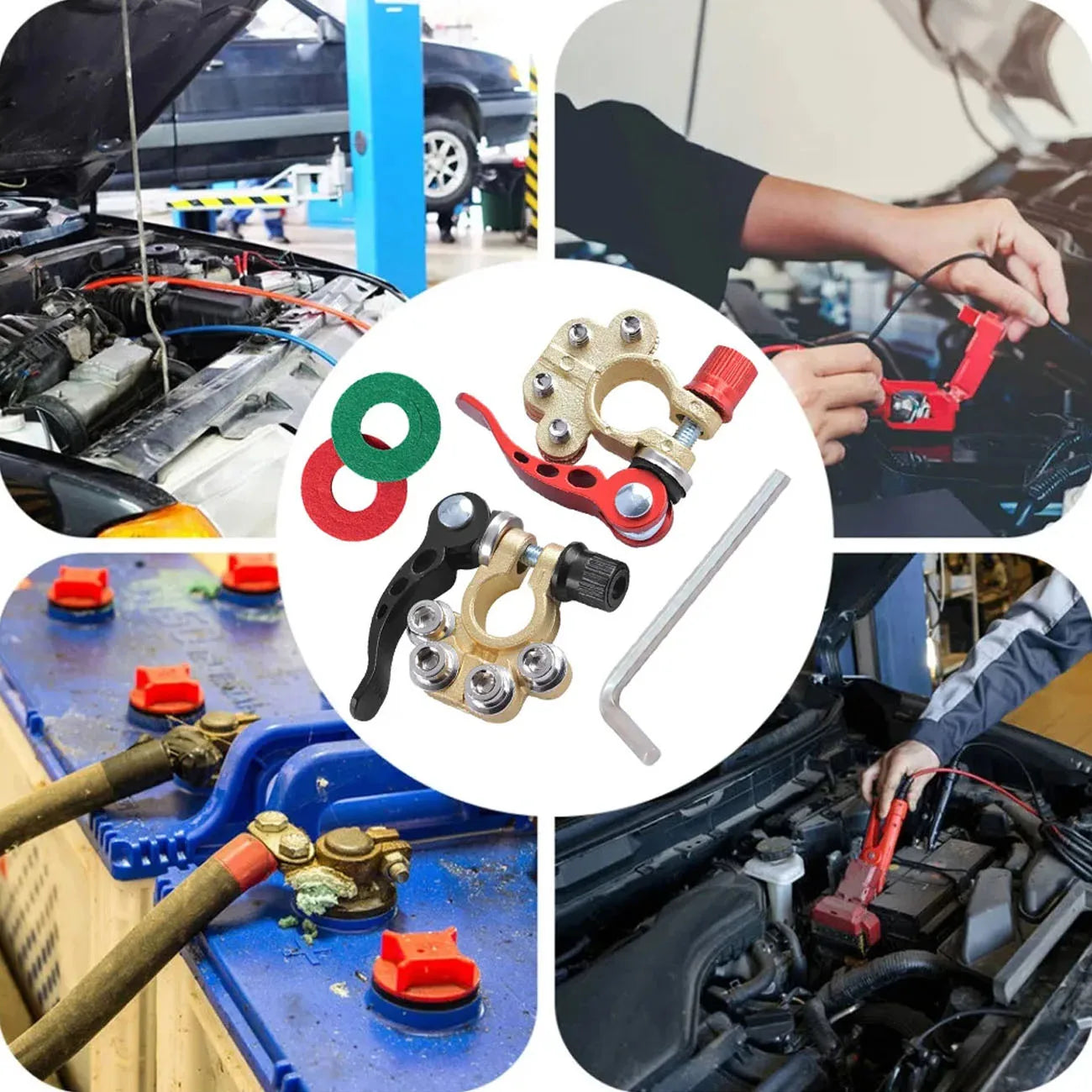 2Pcs Car Battery Terminal Connectors Quick Release Disconnect 12V 24V Positive Negative Battery Cable Ends for SAE/JIS Type Car Beauty World Shop