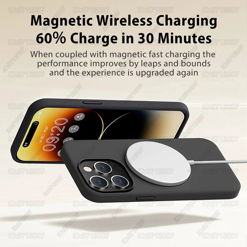 Magnetic Original Liquid Silicone Shockproof Case For iPhone 16 15 14 13 12 11 Pro Max 16 Plus For Magsafe Wireless Charge Cover Beauty World Shop
