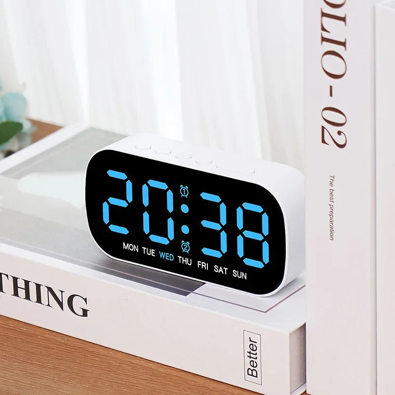 Digital Alarm Clock USB Powered Temperature Date Week Dual Alarm Night Mode Snooze Clock 5 Levels of Brightness 12/24H LED Clock Beauty World Shop