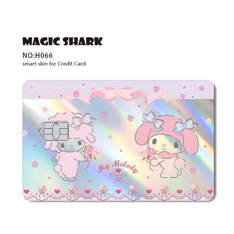 Hot Sale Hello Kitty Kuromi Holographic Laser Shinny Film Skin Cover Sticker for Debit Credit Card Bank Card Beauty World Shop