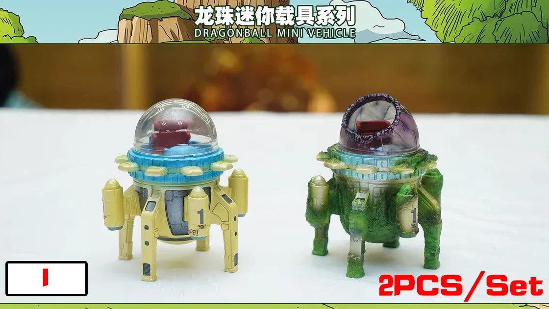 10cm/3.93in Anime Dragon Ball Z 2pcs/set Capsule Spaceship Vegeta Goku space pod Figure PVC Goku Collectible Model Toys Gifts Beauty World Shop