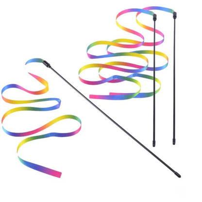 Pet Cat Toys Cute Funny Rainbow Strips Stick Cat Teaser Wand  Pet Toys for Cats Interactive Toys Cat Supplies Pet Products Beauty World Shop