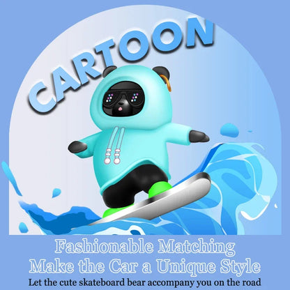 Car Automatic Sliding Skateboard Bear Alloy Cute Cartoon Scooter Center Console Ornaments Creative Car Decoration Accessories Beauty World Shop