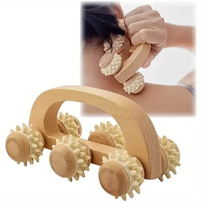 Wooden Massage Roller Tool, Manual Wooden Massager, 1 Pcs Wood Back Massage Roller for Neck Leg Back Deep Tissue Muscle Massage Beauty World Shop