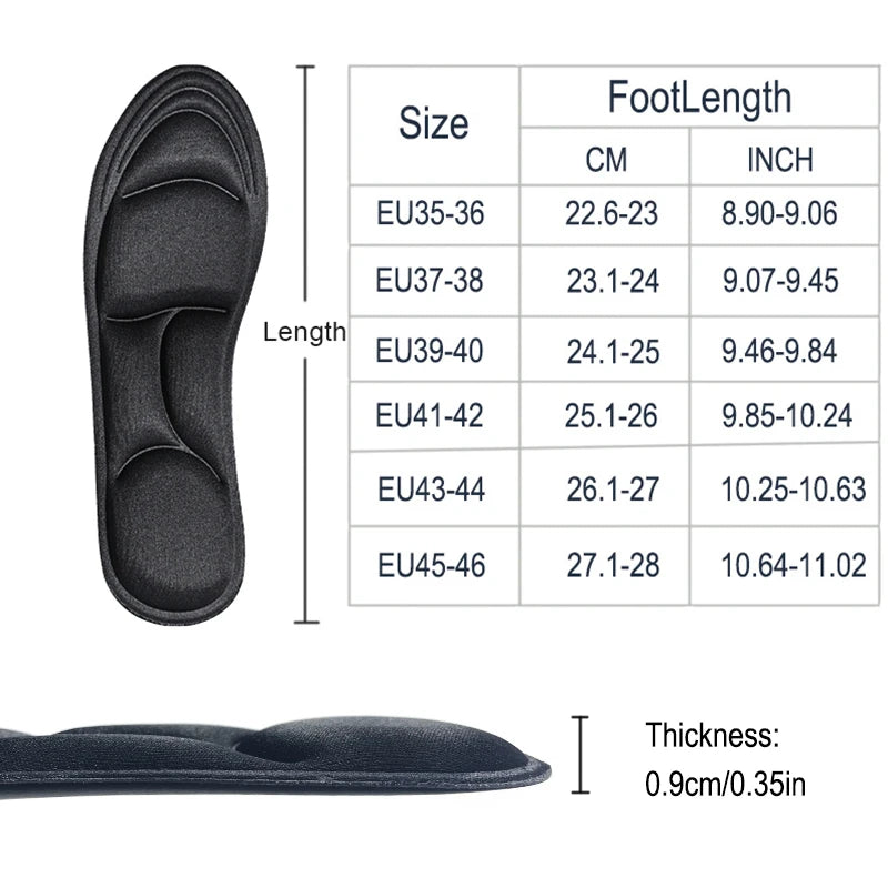 1/2/4/16Pairs 5D Massage Memory Foam Insoles For Shoes Sole Breathable Cushion Sport Running Insoles For Feet Orthopedic Insoles Beauty World Shop