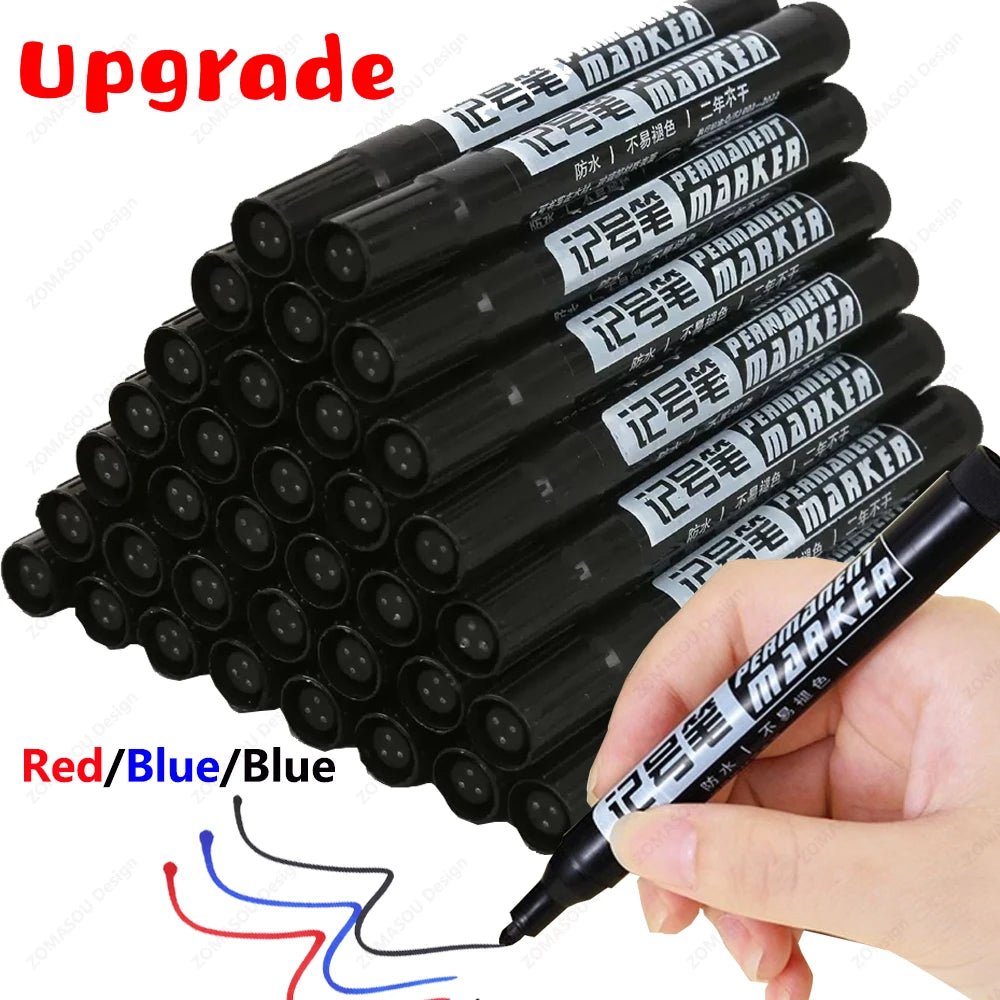 1-100Pcs Waterproof Oil-based Marker Pen Quick Dry Black Blue Red Ink Permanent for Metal Glass Stationery Art School Supply Beauty World Shop