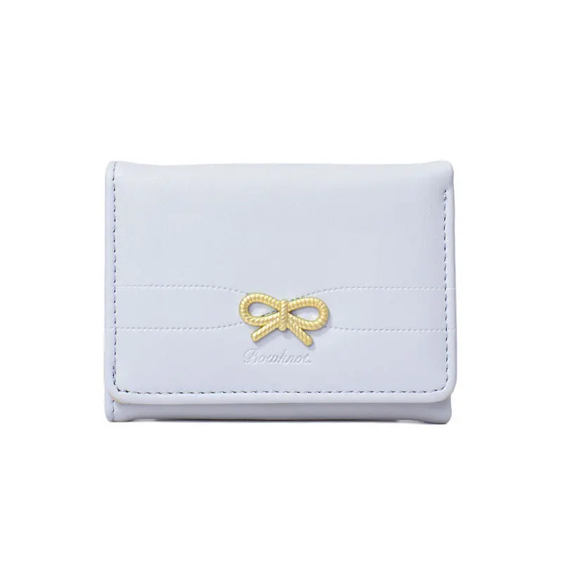 Fashion Wallets Girls Cute Bow Small Wallet Aesthetic Card Holder Classic Three Fold Purse For Women Student Simple Coin Pouch Beauty World Shop
