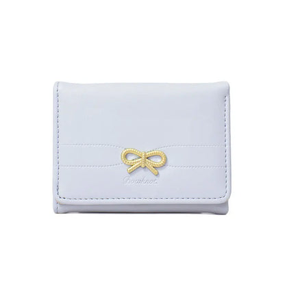 Fashion Wallets Girls Cute Bow Small Wallet Aesthetic Card Holder Classic Three Fold Purse For Women Student Simple Coin Pouch Beauty World Shop