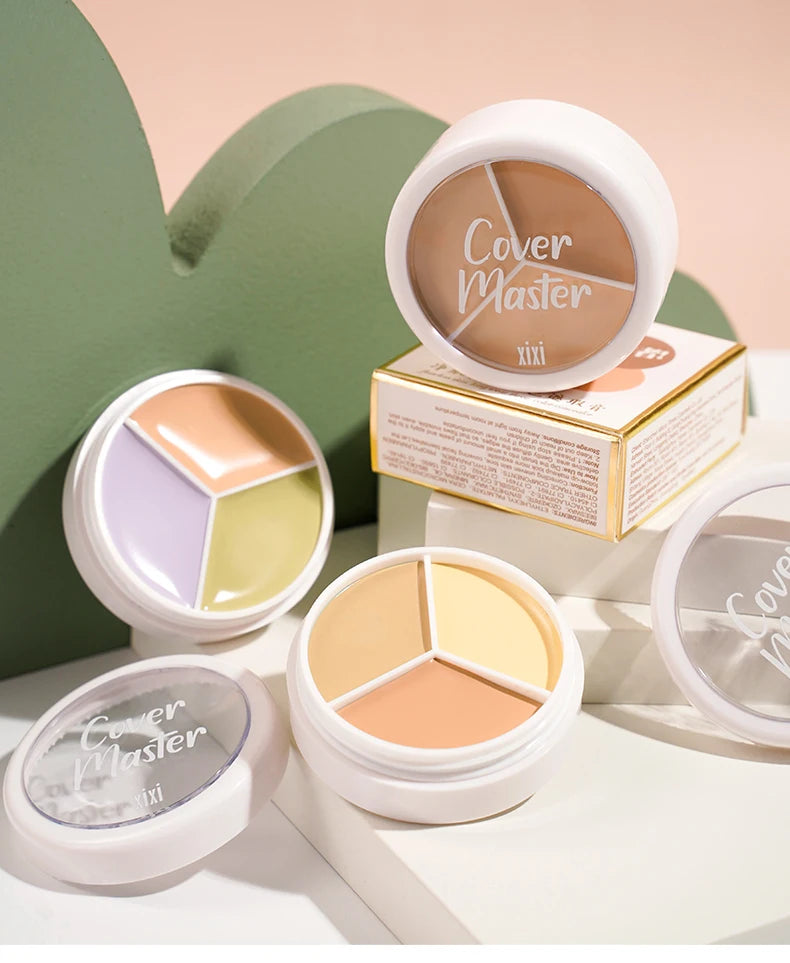 XIXI Pure Holding Makeup Three Color Concealer Spot Acne Print Repair Foundation Dark circles are not easy to stick powder Beauty World Shop