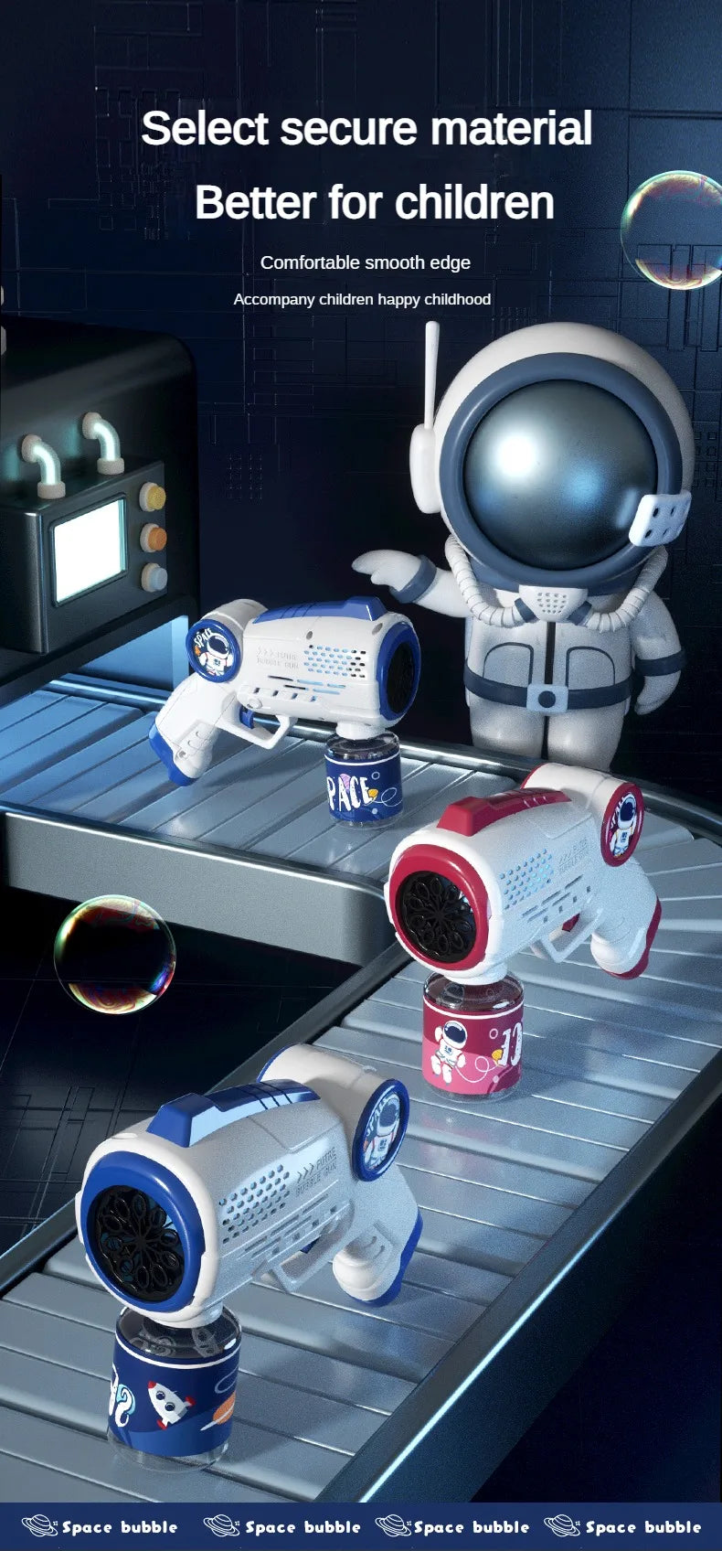 Children Bubble Gun Toy Astronaut Fully Automatic Bubble Machine Bubbles Gun Outdoor Game Fantasy Toy for Boys Girls Gifts Beauty Fashion
