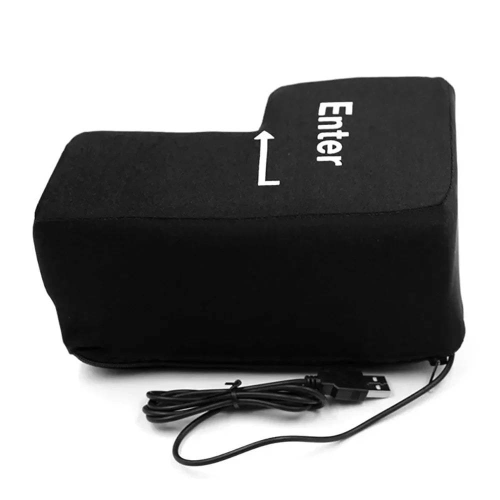 Big USB Enter Key Mouse Anti Stress Button Decompression Computer Any Vent Pillows Button Desktop Pillow For Programmer Worker Beauty World Shop