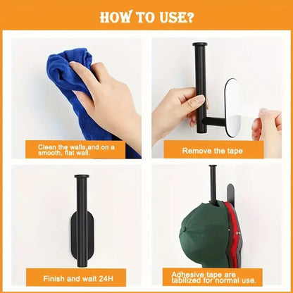 1/2pcs Stainless Steel Cap Hook For Wall, Minimalist No Drilling Hat Organizer, Household Storage Organizer Beauty Fashion