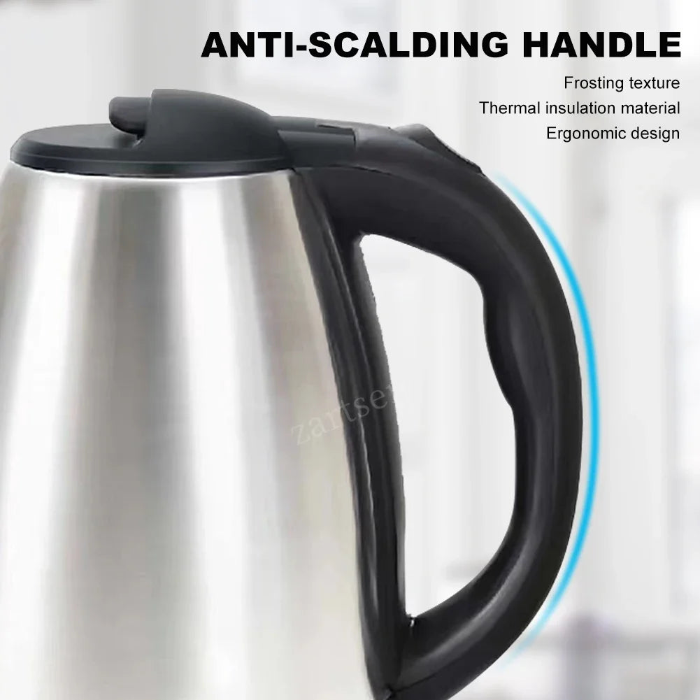 2.0L stainless steel electric kettle Silver gray Base Separation Desion Rust-resistant Durable for Home Office During Travel Beauty World Shop