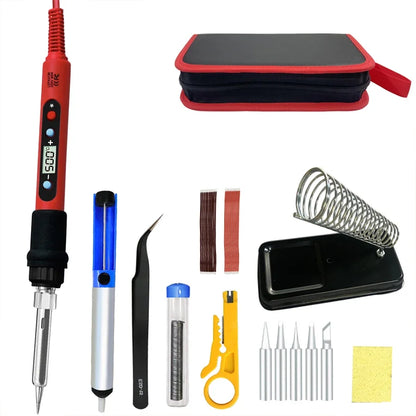 80W Soldering iron kit adjustable temperature LCD solder welding tools Ceramic heater soldering tips Tweezers soldering wire Beauty World Shop