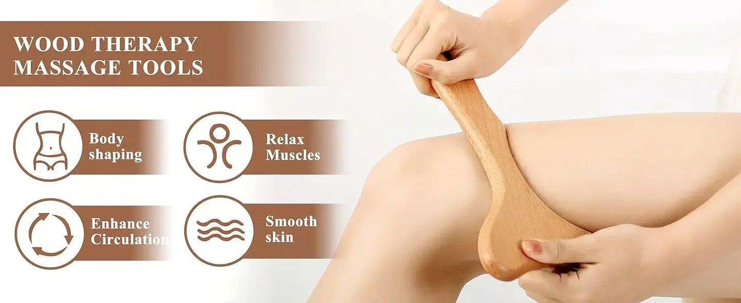 Wood Massager Body Sculpting Tools Lymphatic Drainage Massager Body Sculpting Tools For Anti-Cellulite Gua Sha Muscle Release Beauty World Shop