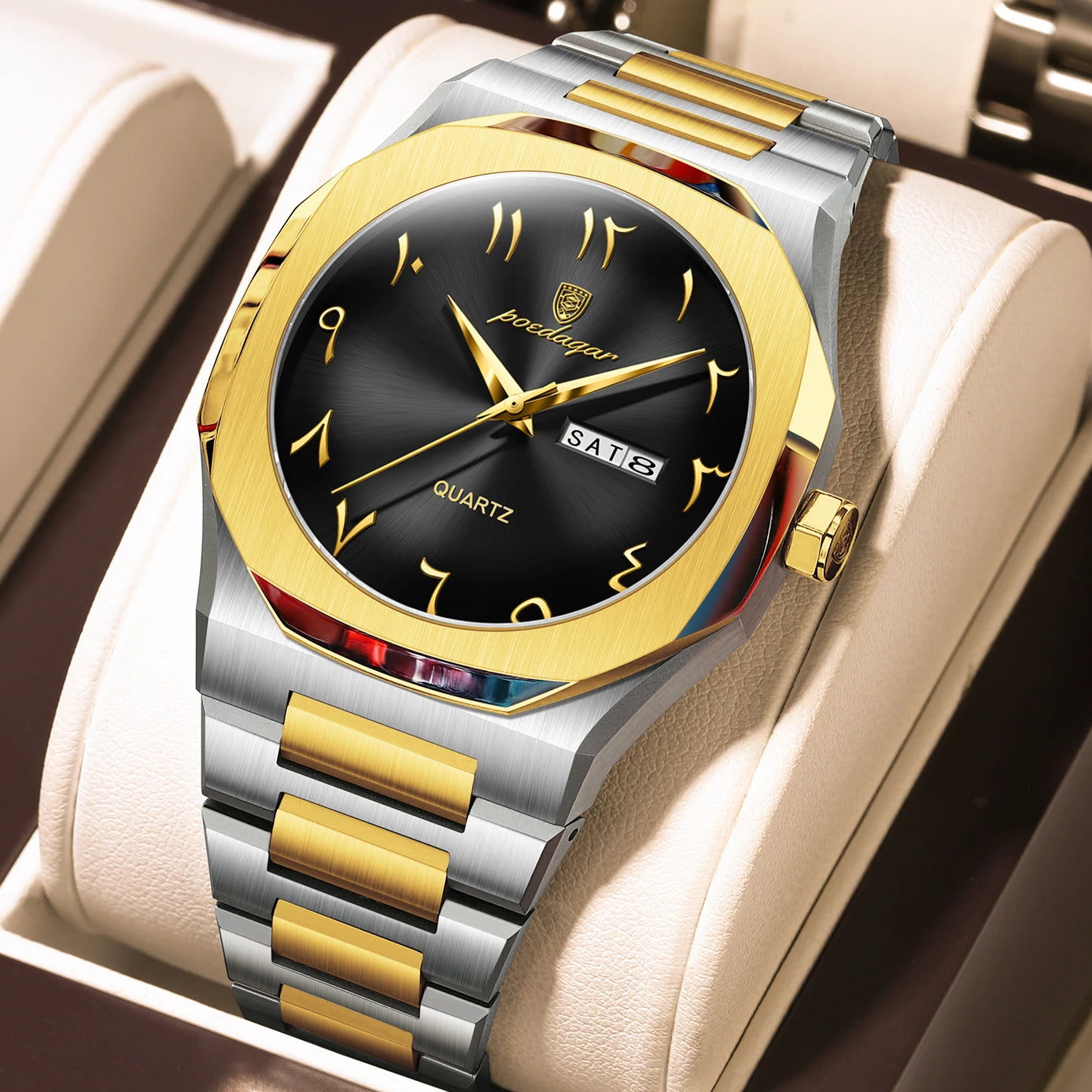 POEDAGAR Original Luxury Men's Watch Waterproof Week Date Fashion Men Wristwatch Quartz Stainless Steel Man Watches Reloj Hombre Beauty World Shop