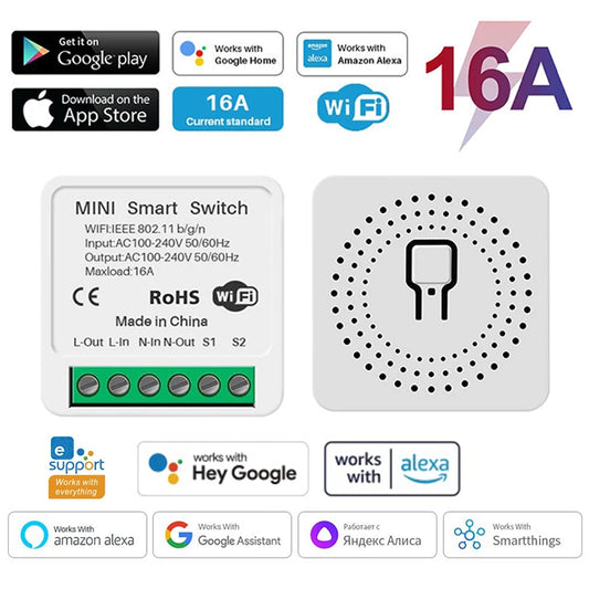 16A Wifi Switch Smart 2-Way DIY Switches Circuit Breaker Timer Support Alexa Маруся Google Home Alice SmartThings Smart Home Beauty World Shop