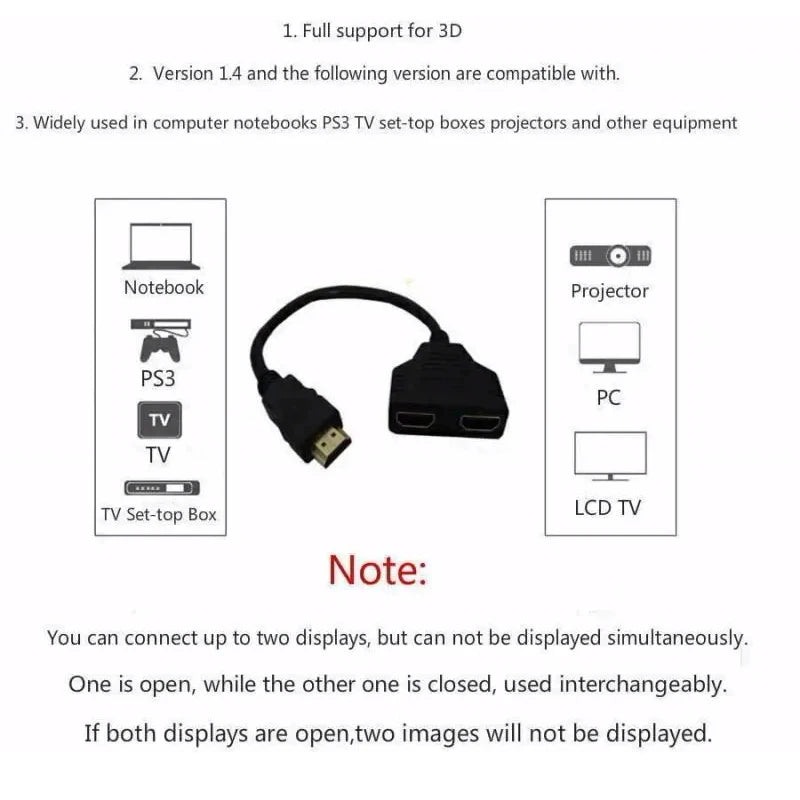Hdmi Compatible Splitter Cable Video Switch Adapter Output Hub X Box Ps3 4 Dvd Hdtv Pc Laptop TV Hd 1080p 1 Input 2 Beauty World Shop