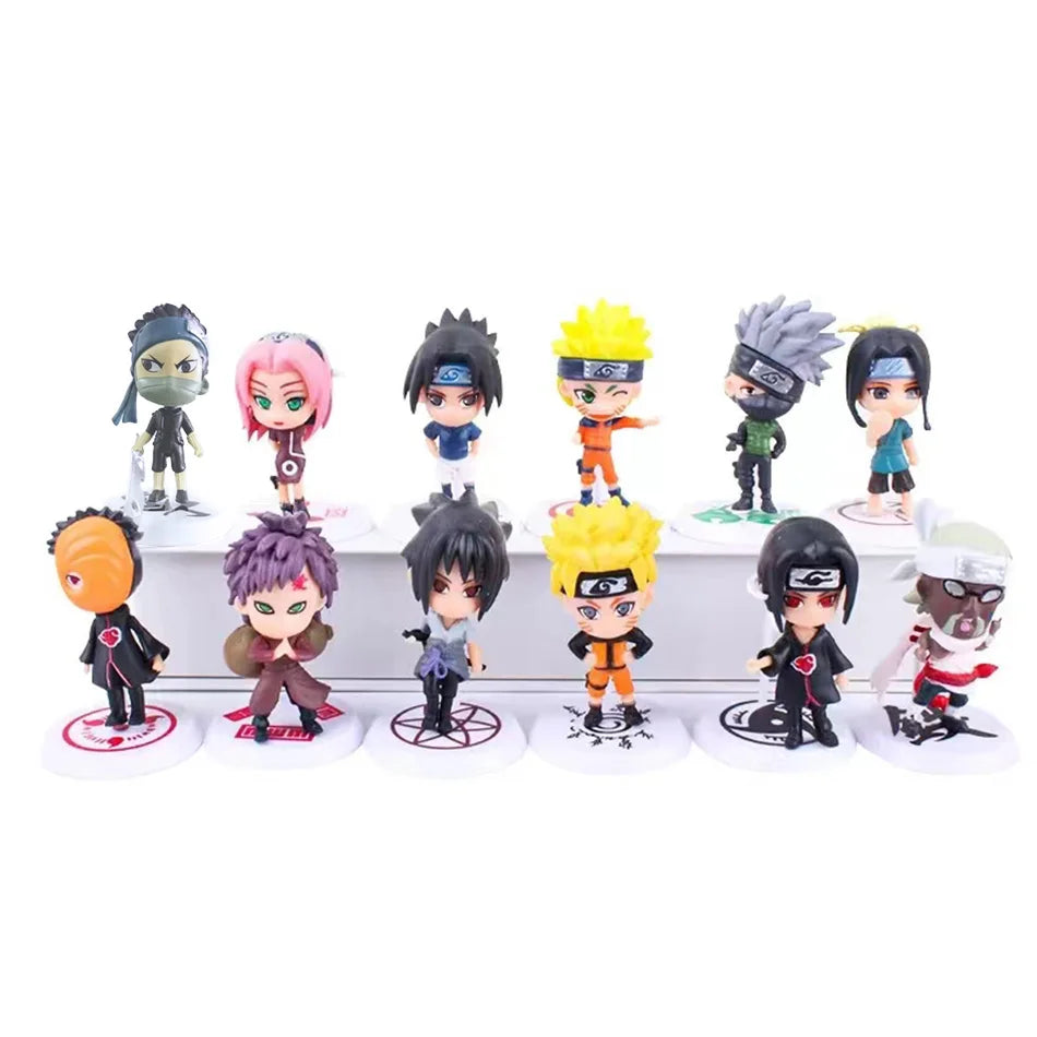 Hot 12pcs/set Anime Figure Naruto Shippuden Hinata Sasuke Itachi Kakashi Gaara Action Figure Q Version PVC Figures Toys Gift Beauty World Shop