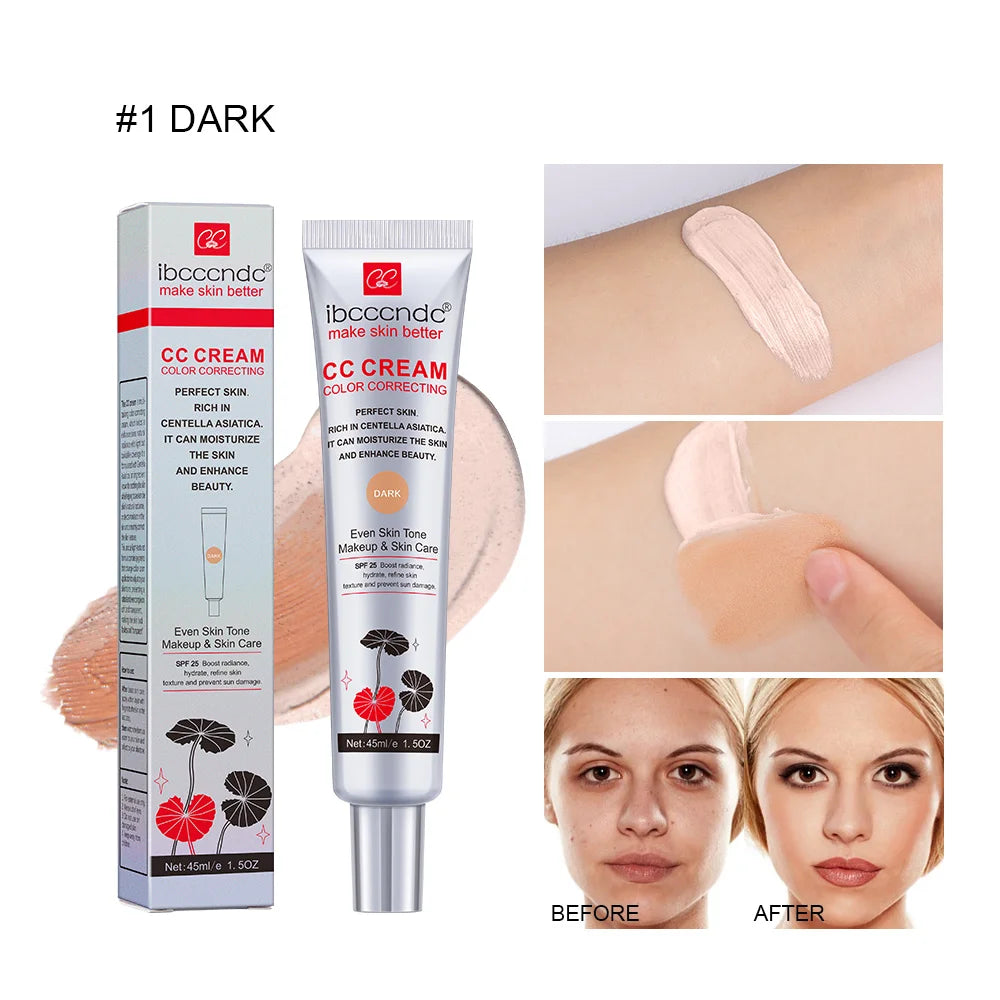 45ml Color Correcting CC Cream Facial Centella Asiatica Repair BB Cream Natural Concealer Whitening Liquid Foundation Cosmetics Beauty World Shop