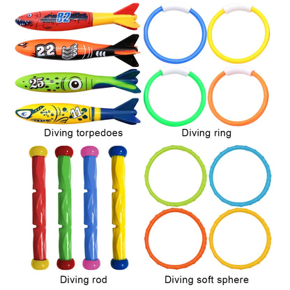 Kids Diving Game Toys Set Underwater Diving Toys Cartoon Pool Throwing Toys Water Sports Toy Set Swimming Pool Accessories Beauty World Shop