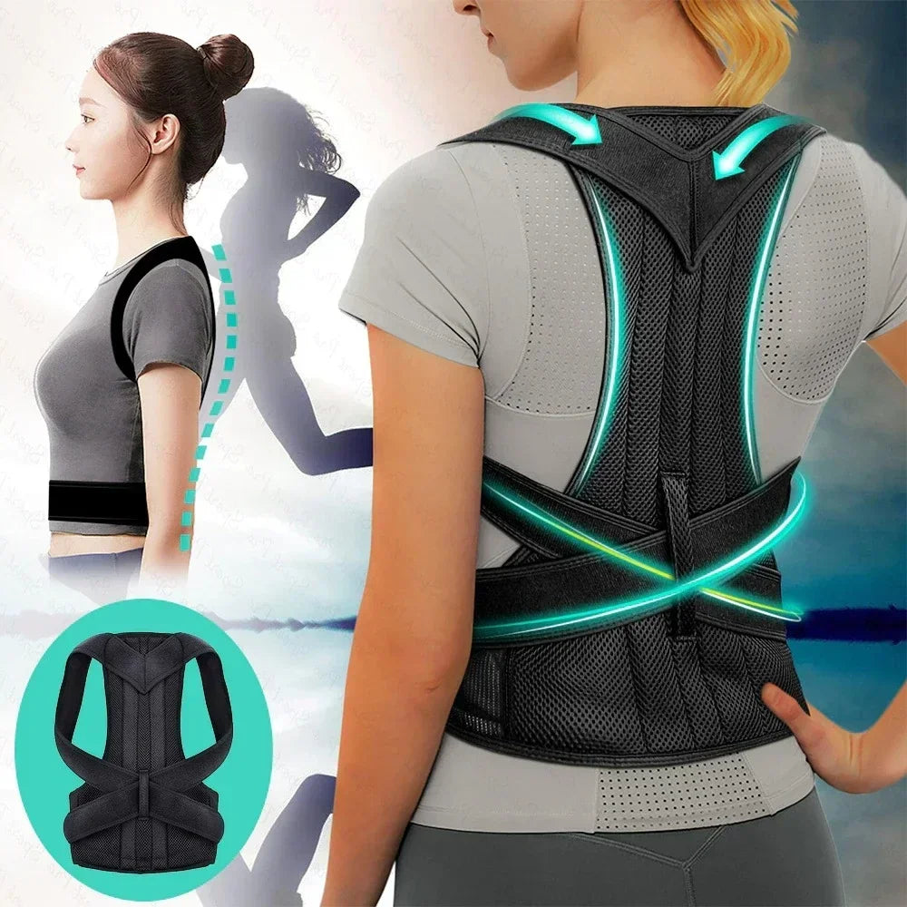 Reinforced Belt Lumbar Column Posture Corrector Vest  Adjustable Back Support Strap Shoulder Spine Brace Neck Stretcher Trainer Beauty World Shop