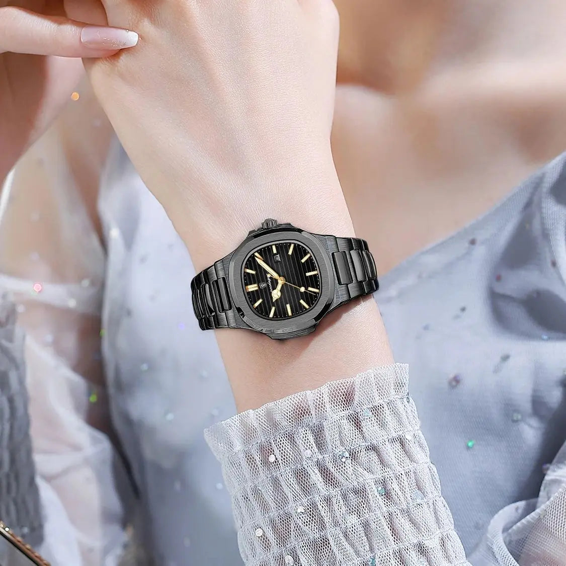 POEDAGAR Trendy Women’s Wristwatch Stainless Steel Date Quartz Ladies Watch Waterproof Luminous Original Watches For Woman Reloj Beauty World Shop