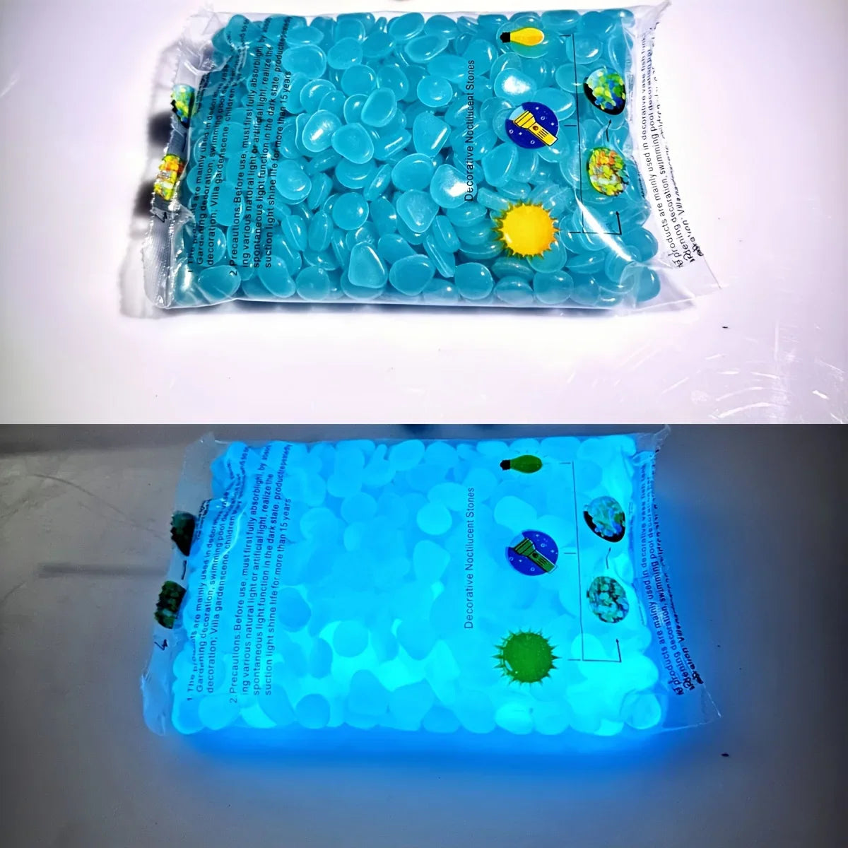 100pcs Glow In The Dark Pebbles, Resin Luminous Stones For Landscape, Garden Paths, Potted Plants, Parks, Aquarium Decor, Beauty World Shop
