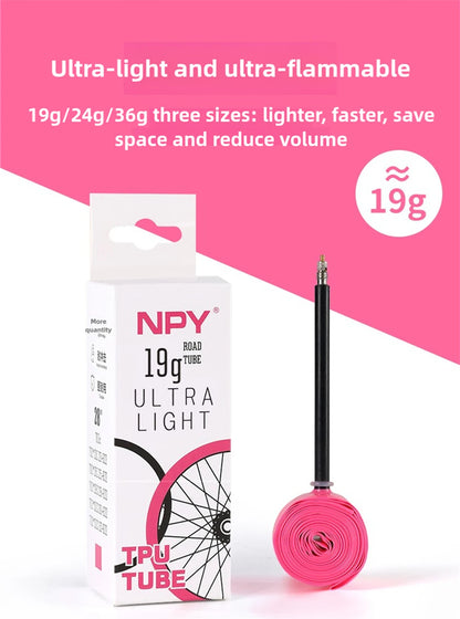 NPY 1Pcs Ultralight 28g Bike TPU Inner Tube 700X18 25 28 32 Road Bicycle TPU Material Tire 65mm Length French Valve Beauty World Shop