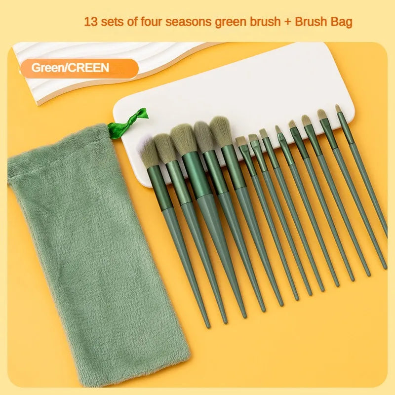 13purpleflower holly leaf makeup brush suit soft hair face powder highlight blush brush eye shadow brush full set of beauty tool Beauty Fashion