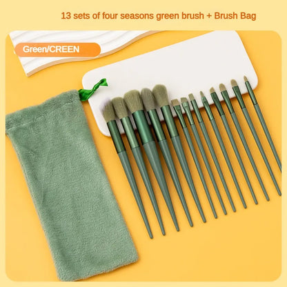 13purpleflower holly leaf makeup brush suit soft hair face powder highlight blush brush eye shadow brush full set of beauty tool Beauty Fashion