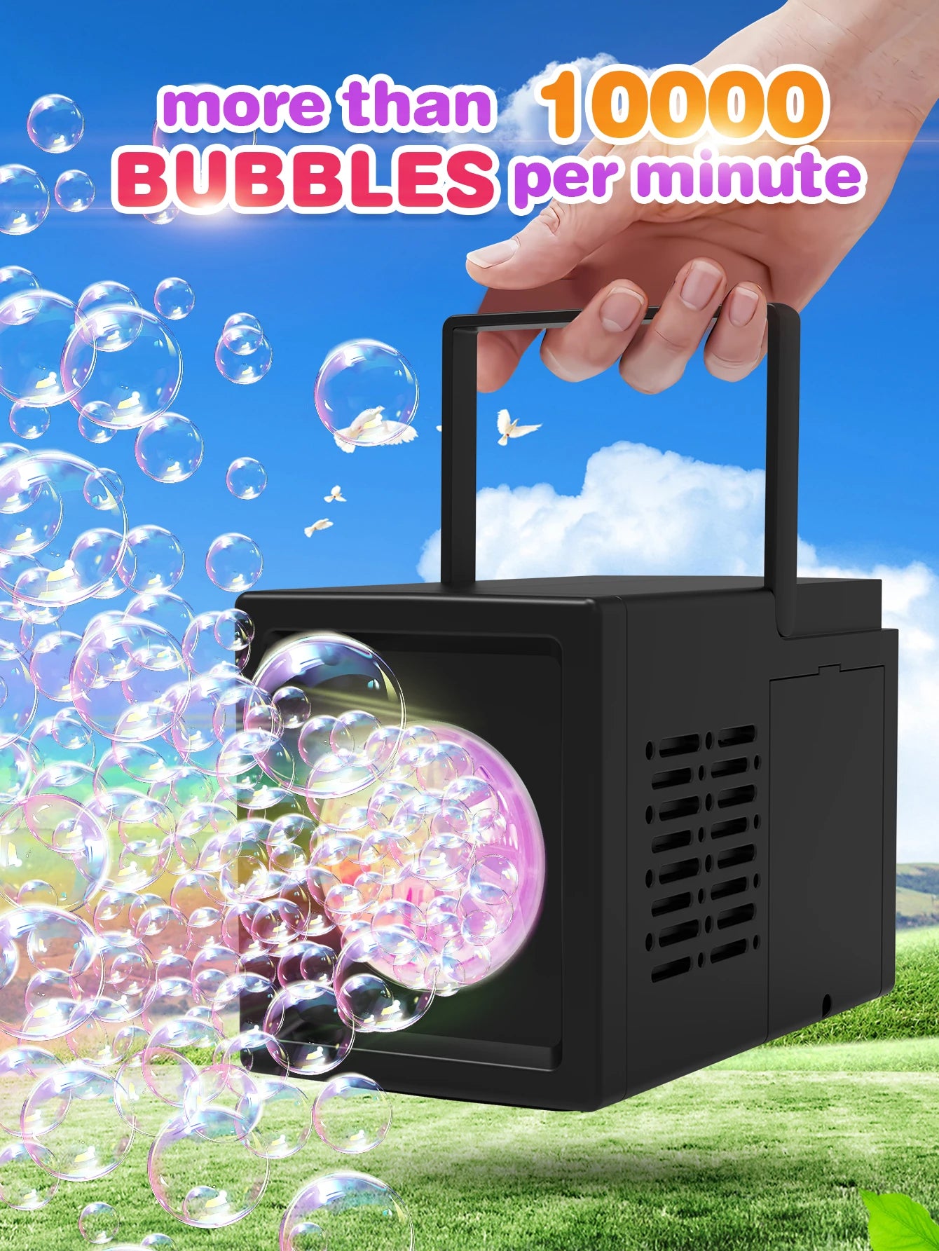 10 hole fully automatic bubble blowing handheld electric bubble machine toy outdoor birthday without battery and bubble water Beauty World Shop