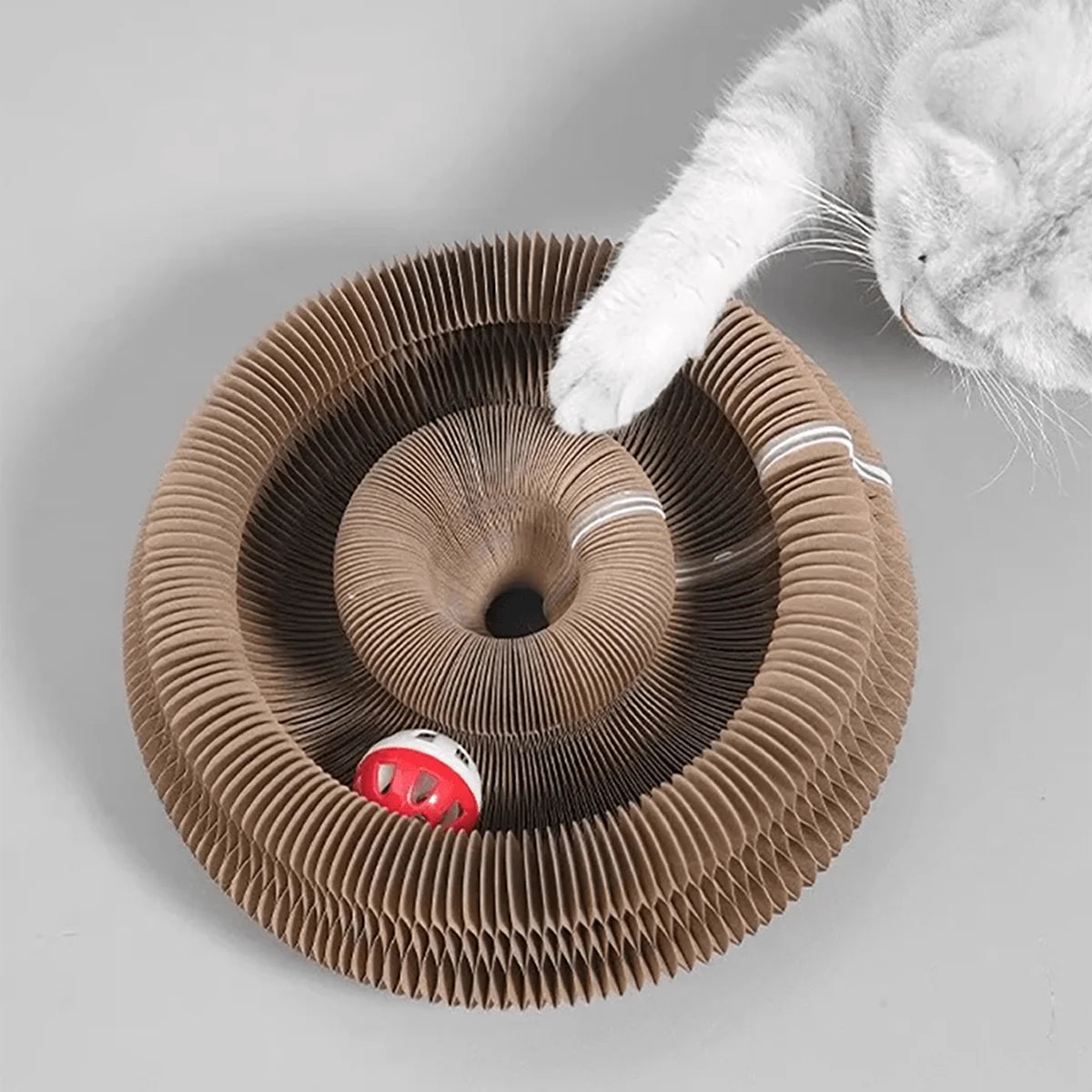 Foldable Cat Scratcher with Bell & Catnip - Multi-Level Cardboard Toy for Kittens, Durable Claw Sharpener Beauty World Shop