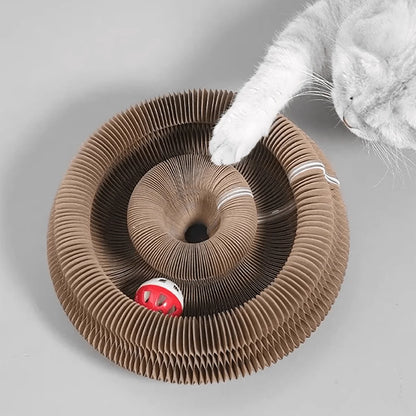 Foldable Cat Scratcher with Bell & Catnip - Multi-Level Cardboard Toy for Kittens, Durable Claw Sharpener Beauty World Shop