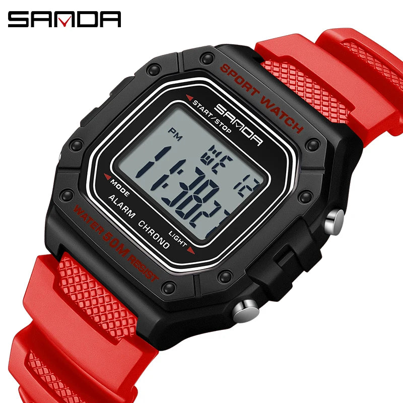 SANDA 2156 Fashion Mens Watch Military Water Resistant Sport Watches Army Big Dial Led Digital Wristwatches Stopwatches For Male Beauty World Shop