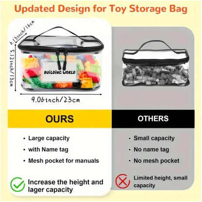 Transparent Mesh Zipper Toy Storage Bag - Large Capacity Puzzle and Block Organizer, Ideal for Toy and Building Block Storage So Beauty World Shop