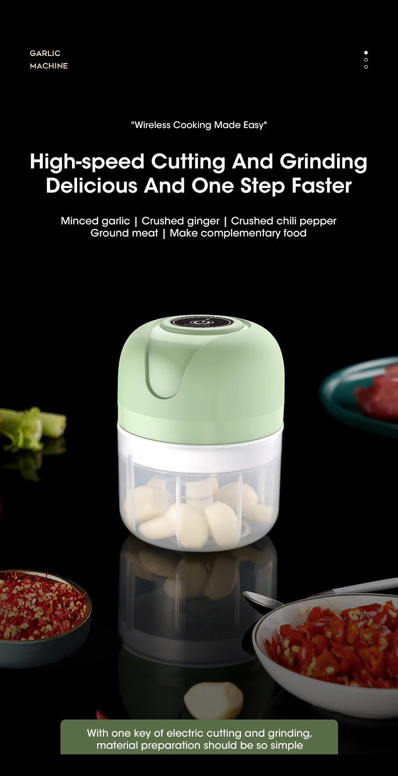 250ml Garlic Masher Crusher Electric Kitchen Food Chopper USB Portable Meat Grinder Vegetable Chopper for Kitchen Gadgets Beauty World Shop