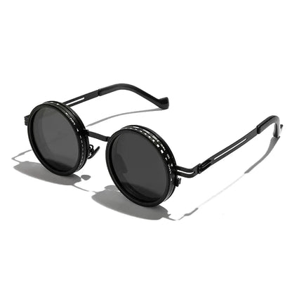 SHAUNA Retro Metal Round Punk ND9-level Adjustable Dimming Sunglasses Women Polarized UV400 Fashion Men Outdoor Sun Glasses Beauty World Shop