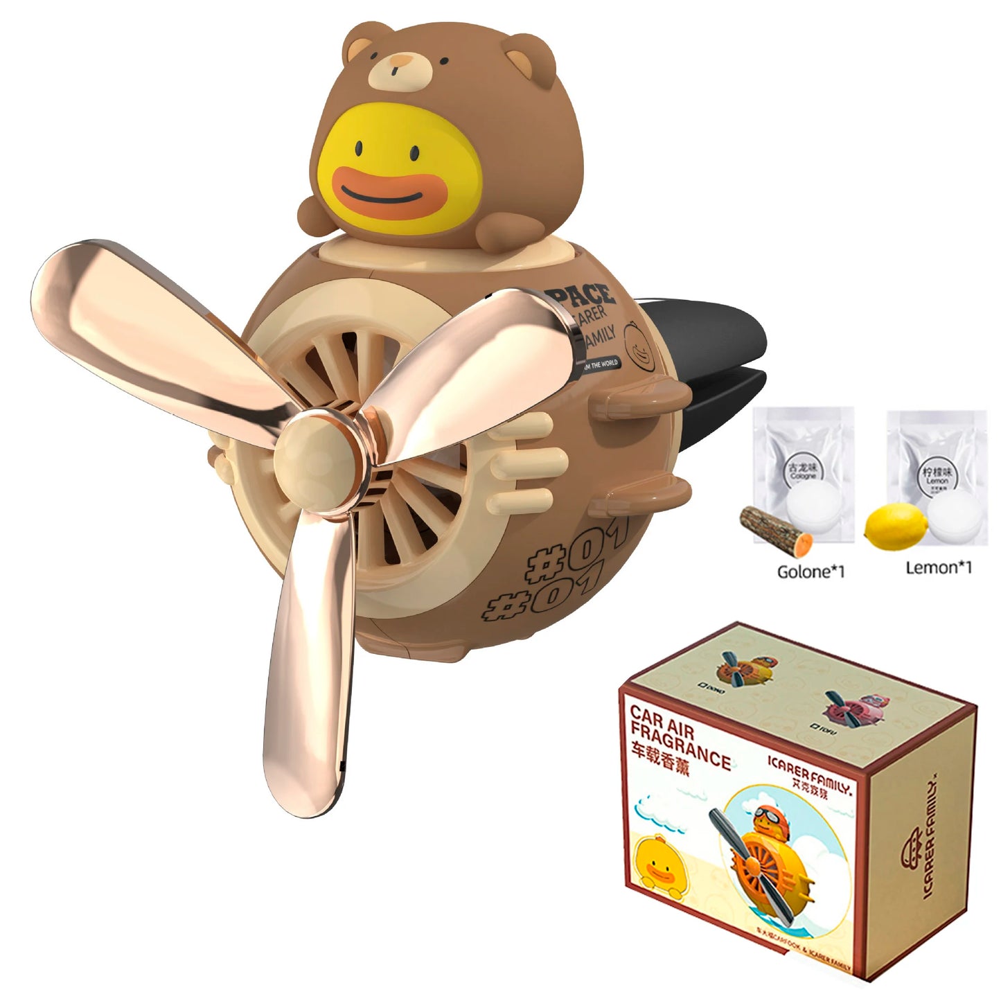 Cool Bear Pilot Car Air Freshener Rotating Propeller Air Outlet Perfume Fragrance Flavoring 자동차 공기 청정기 Accessories 방향제 차량용 Beauty World Shop