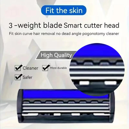 NEW Shaver Men Razor Shaving 3 Layer Stainless Blade Shaver Reusable Safety Razor Hair Removal Shaver Imported Blade Multi Tool Beauty World Shop