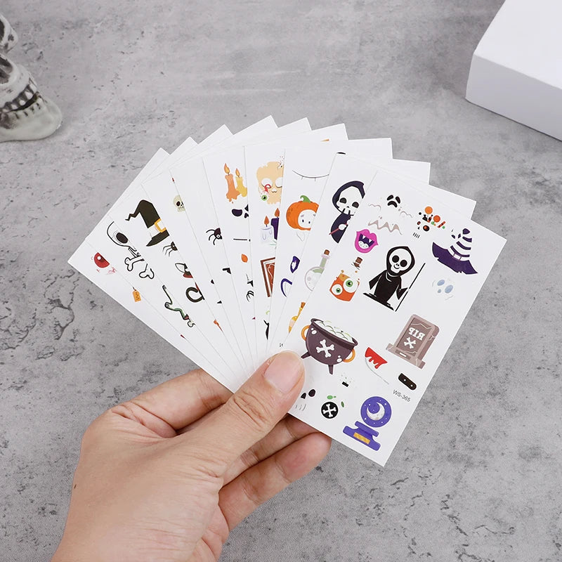 10Sheets Halloween Luminous Tattoo Stickers Ghost Pumpkin Kids Adults Halloween Party Decoration Glow In The Dark Supplies Gifts Beauty World Shop