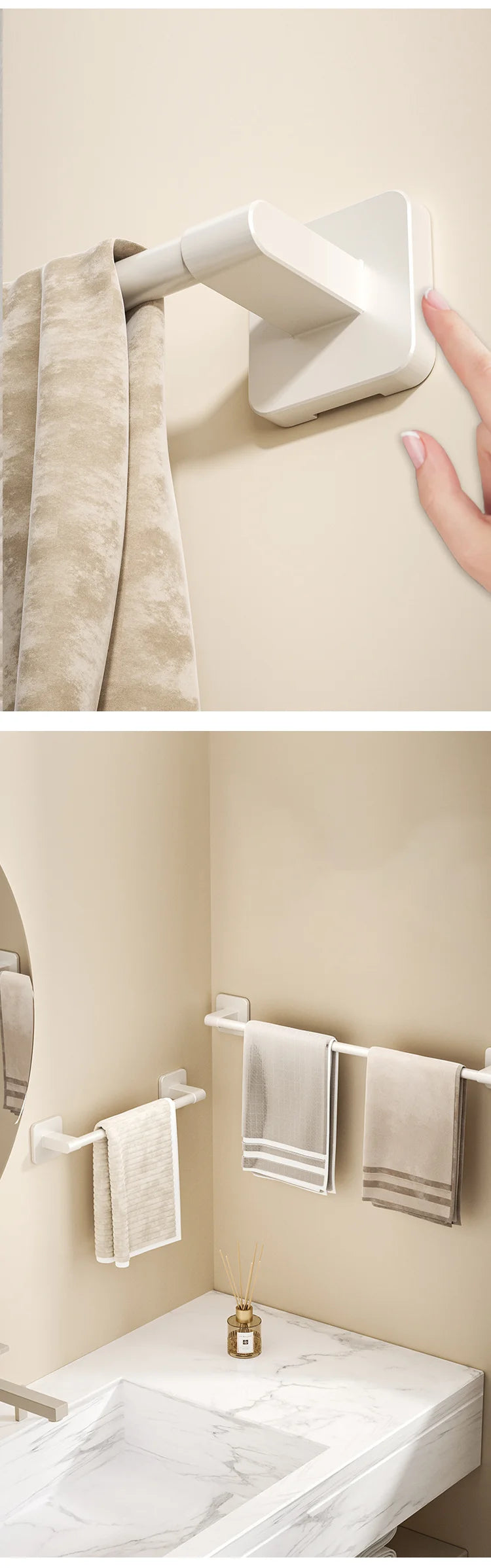 Self-adhesive Home Bathroom Towel Rack Holder Without Drilling Wall Mount Towel Shelf Kitchen Bathroom Accessories Towel Hanger Beauty World Shop