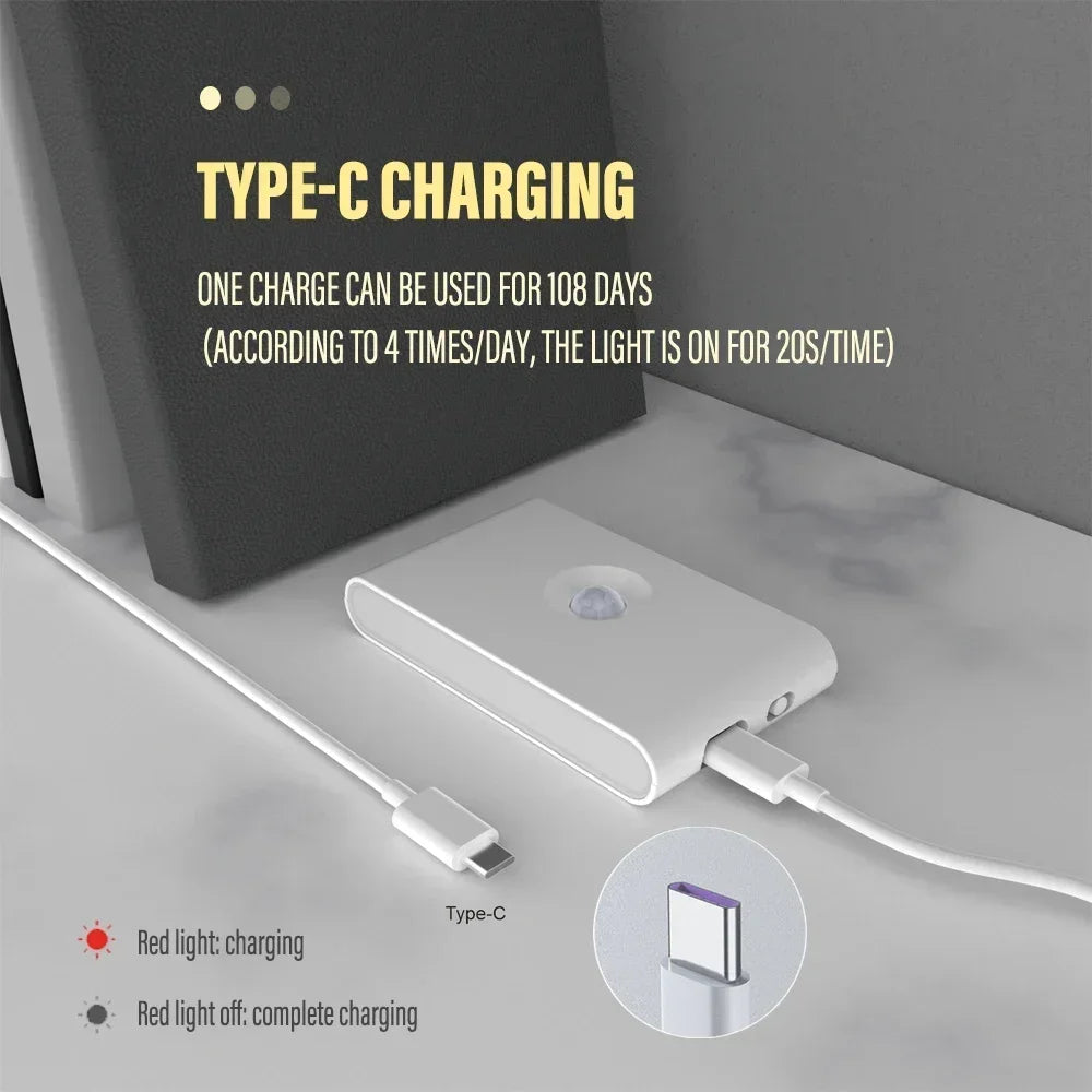 Mini LED Intelligent Sensor Night Light Wireless USB Rechargeable Motion Sensor Wall Light for Bedroom Corridor Cabinet Lighting Beauty World Shop