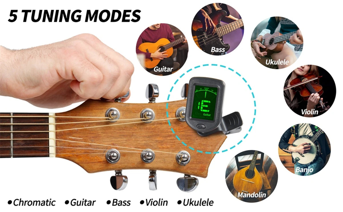 Guitar Tuner For All Instruments Clip on Electronic Tuner for Guitar Bass Ukulele Violin Mandolin Banjo Beauty World Shop
